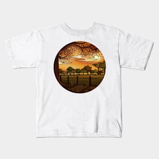 Autumn Field Scene with Warm Orange Colours Kids T-Shirt